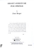 Okładka: Berger Jean, Short Overture For Strings (Score)