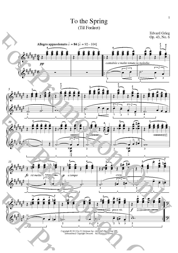 KLIKNIJ aby powikszy prezentacj publikacji: Edvard Grieg, To The Spring (Til Foraret) Op. 43 No. 6