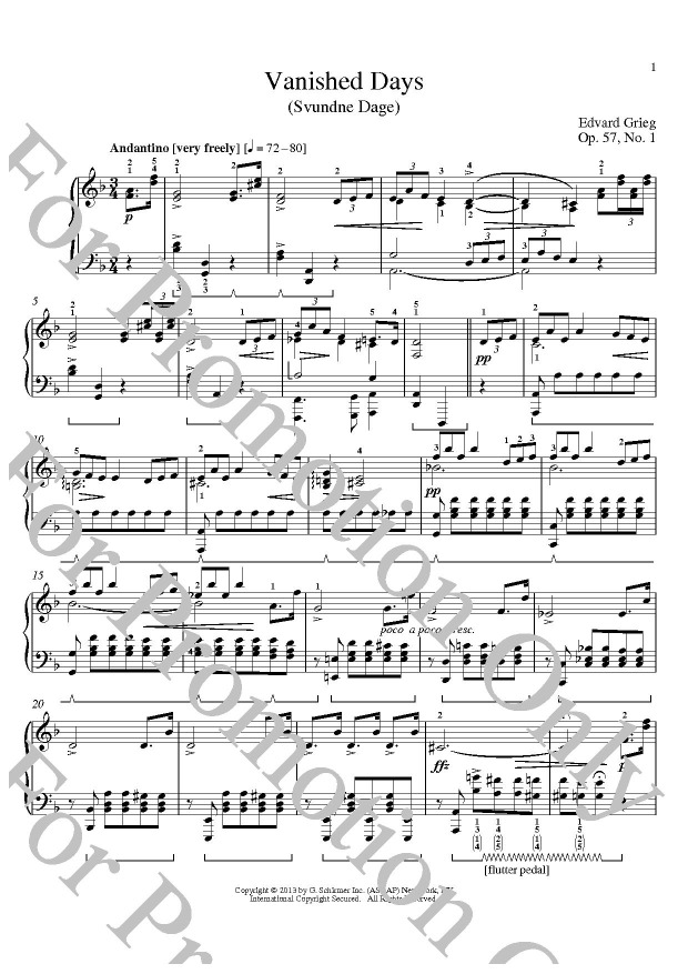 KLIKNIJ aby powikszy prezentacj publikacji: Edvard Grieg, Vanished Days (Svundne Dage) Op. 57 No. 1